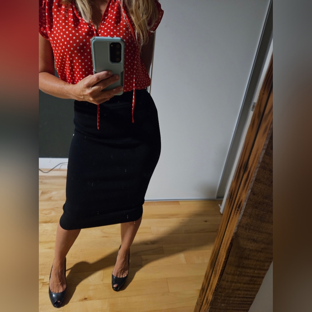 Pretty Red Polka Dot Blouse XS Like New